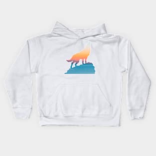 Sunset howling wolf Kids Hoodie